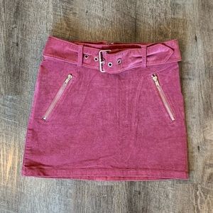Pink Corduroy Mini Skirt w/ Buckle